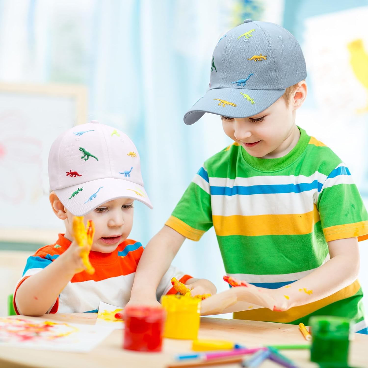 Thumbnail 4 de DASHUAIGE 2Pcs Kids Summer Baseball Caps – Adjustable Dinosaur Pattern Sun Hats for 2–5 Years