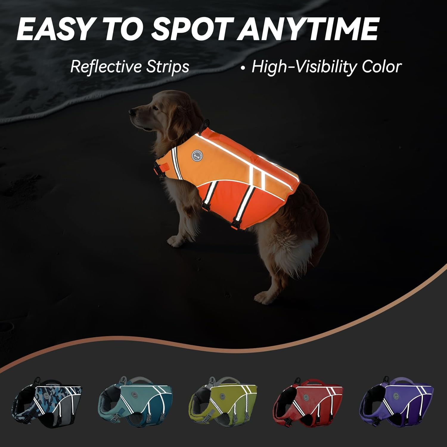 Detalle de VIVAGLORY Sports Style Dog Life Jacket – Lightweight Buoyancy Vest for Safe Swimming
