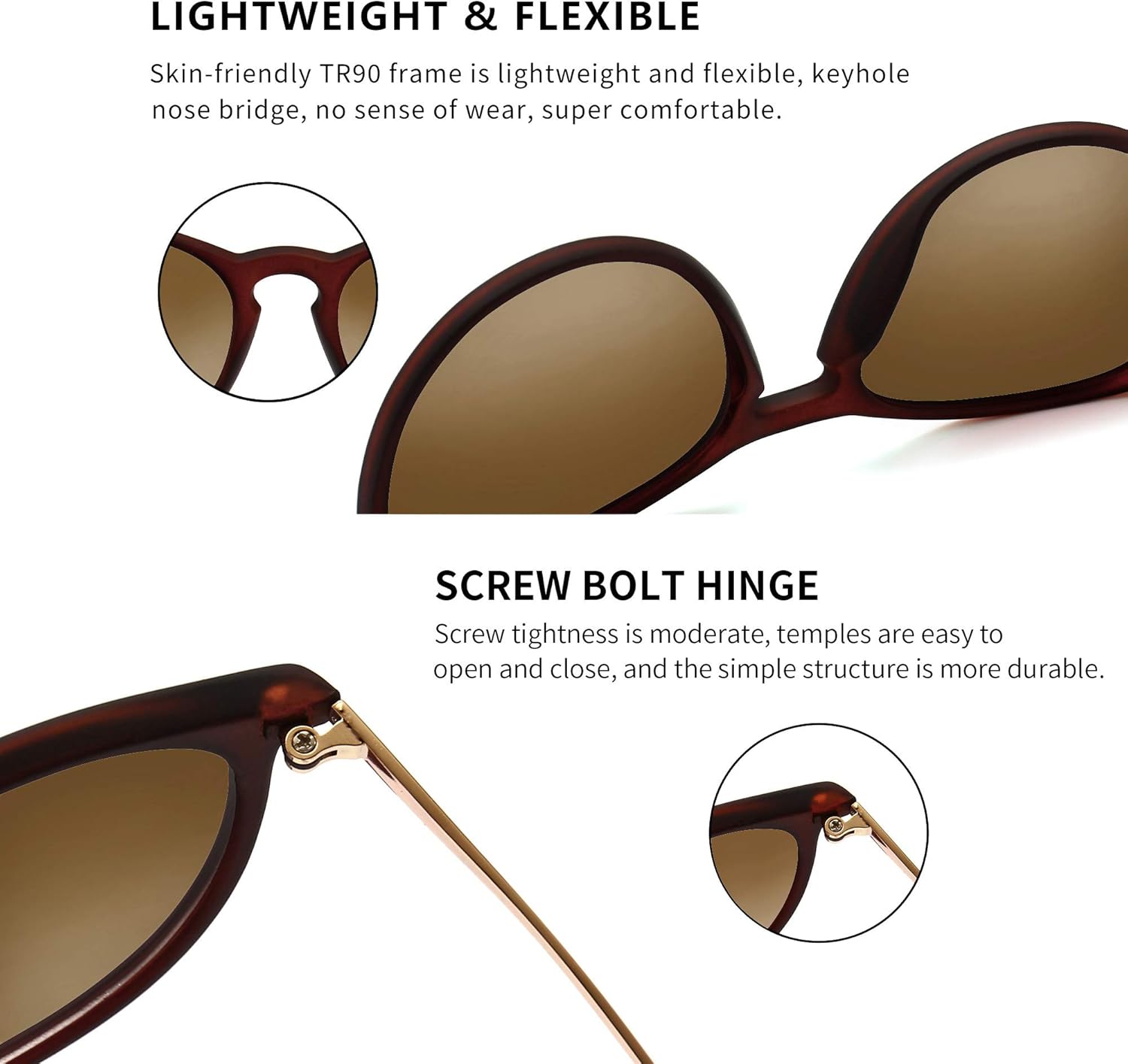 Thumbnail 3 de SUNGAIT Vintage Runde Damen Sonnenbrille 55 mm