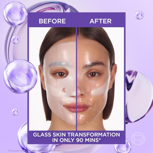 Detalle de L'Oreal Paris Glass Skin Hydrogel Masks | Korean-Inspired, 4 Pcs