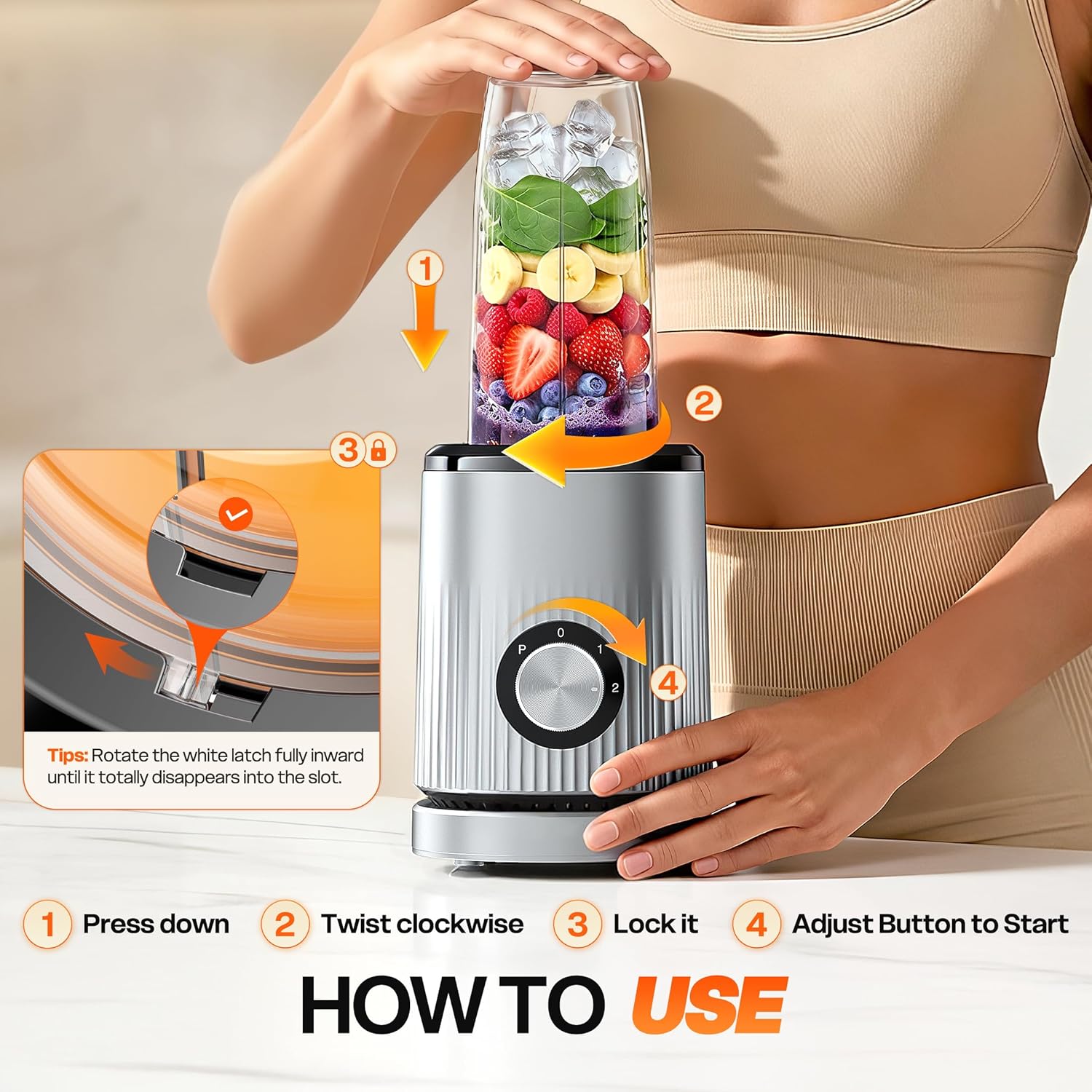 Thumbnail 1 de Turelar Smoothie Blender Personal Blender for Shakes and Smoothies with 2 x 24oz To-Go Cups