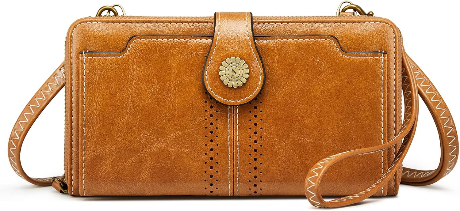 Detalle de S-ZONE Pn21b017 Porte-monnaie pour téléphone Femme – portefeuille bandoulière RFID