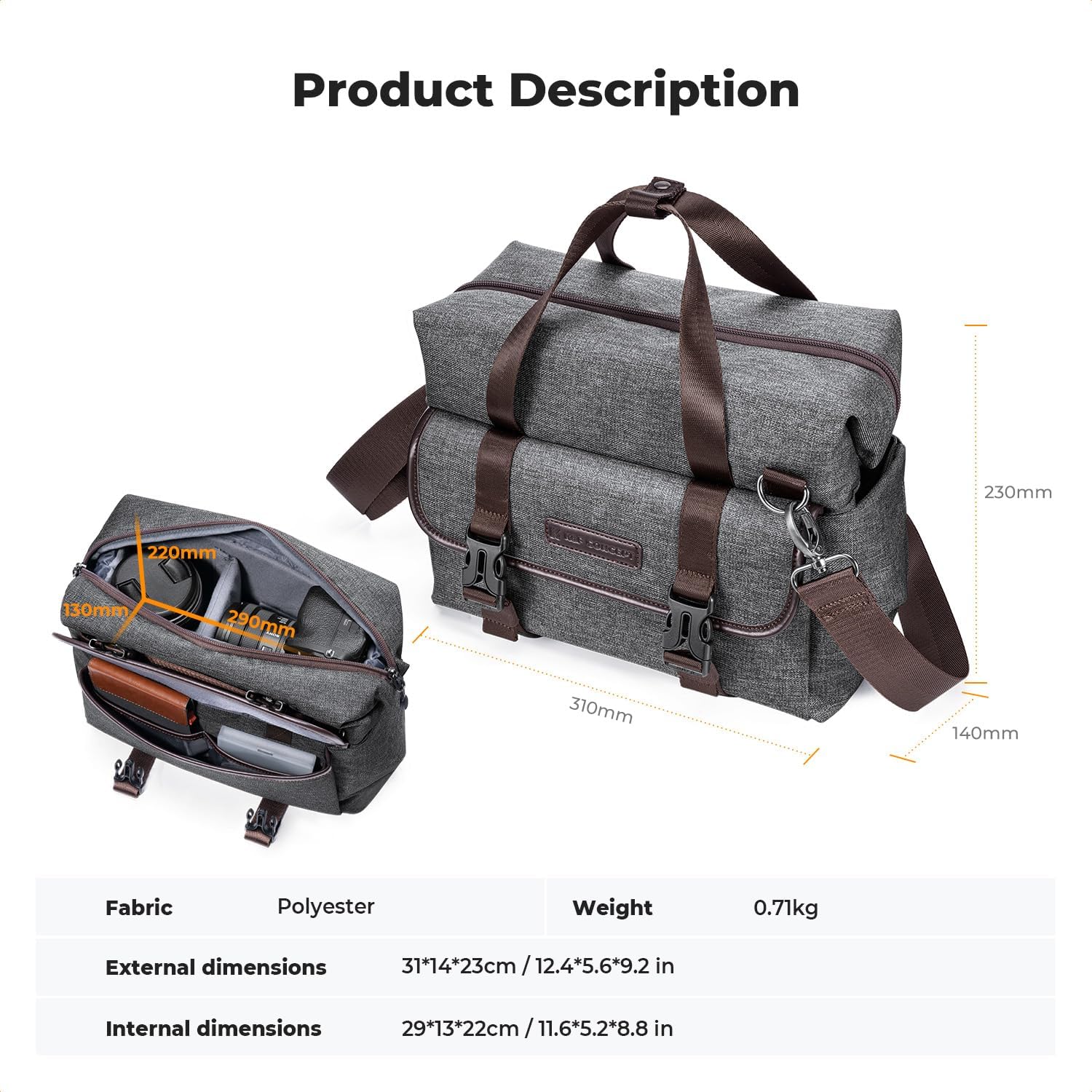 Thumbnail 6 de K&F Concept Camera Sling Bag for DSLR photography