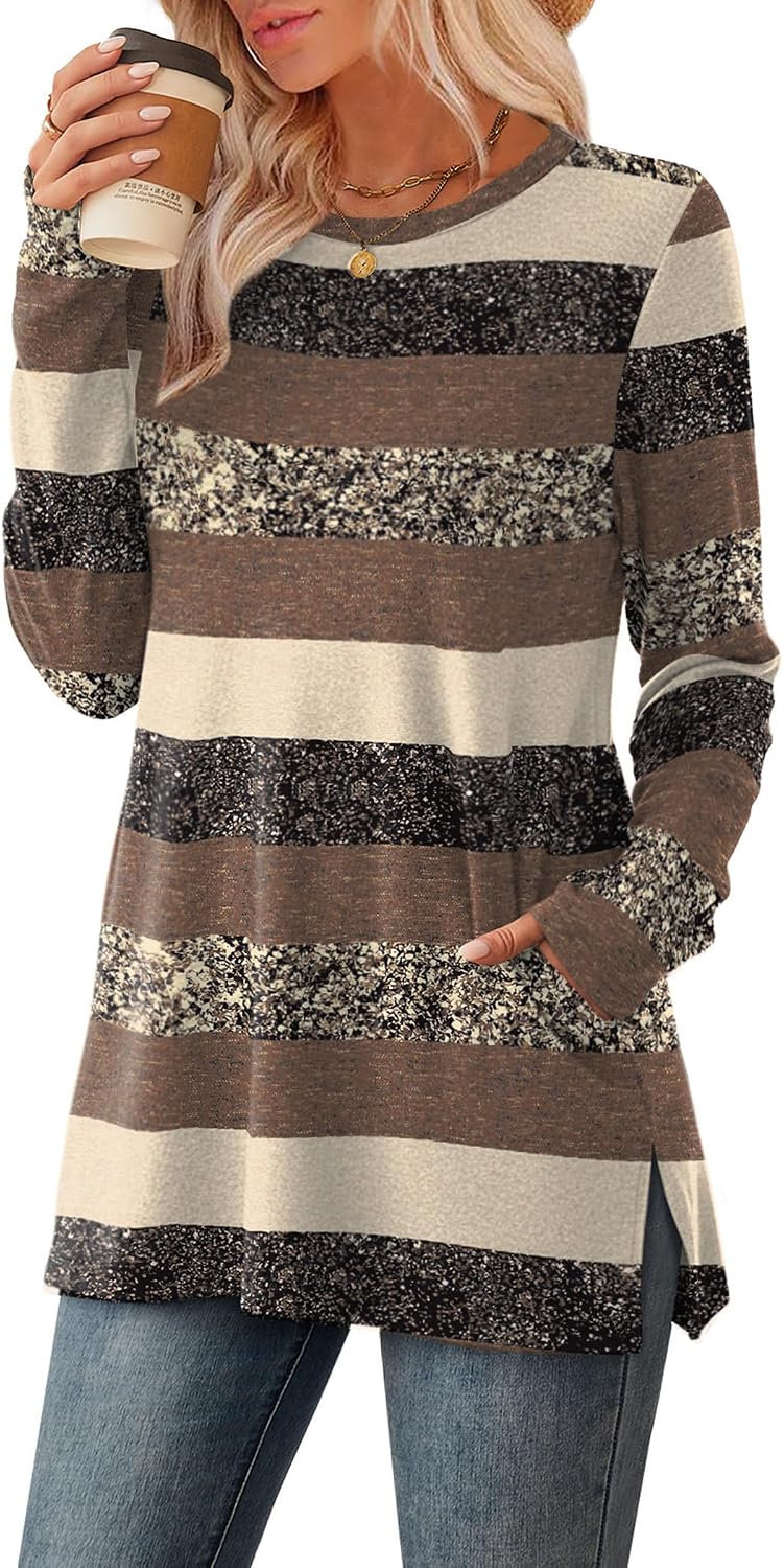 Detalle 2 de Sampeel Women's Crewneck Tunic Sweater with Pockets and Side Slits