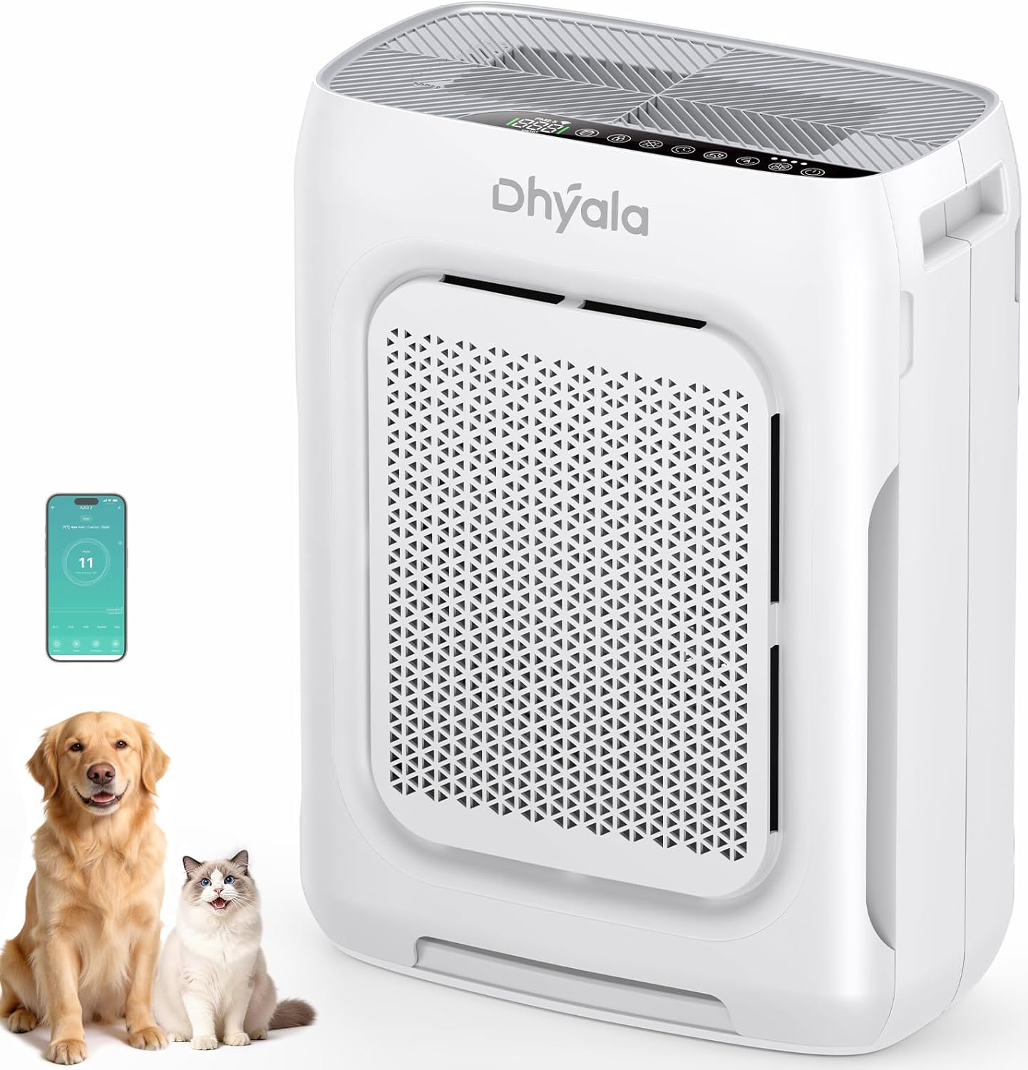 Detalle de Air Purifier for Home Large Room up to 3000 Sq Ft — HEPA, Smart WiFi, Double-Sided Filters