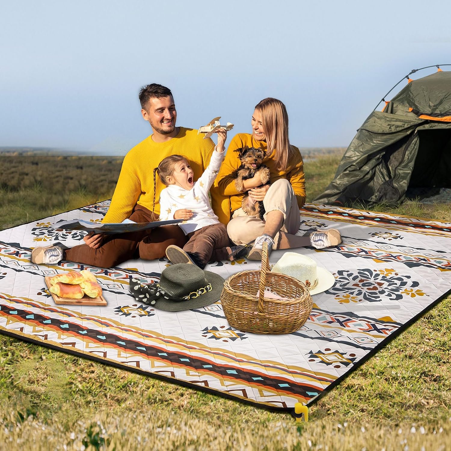 Thumbnail 1 de Aptliton Waterproof Picnic Blanket 200 x 200 cm with 4 Stakes – Foldable & Machine Washable