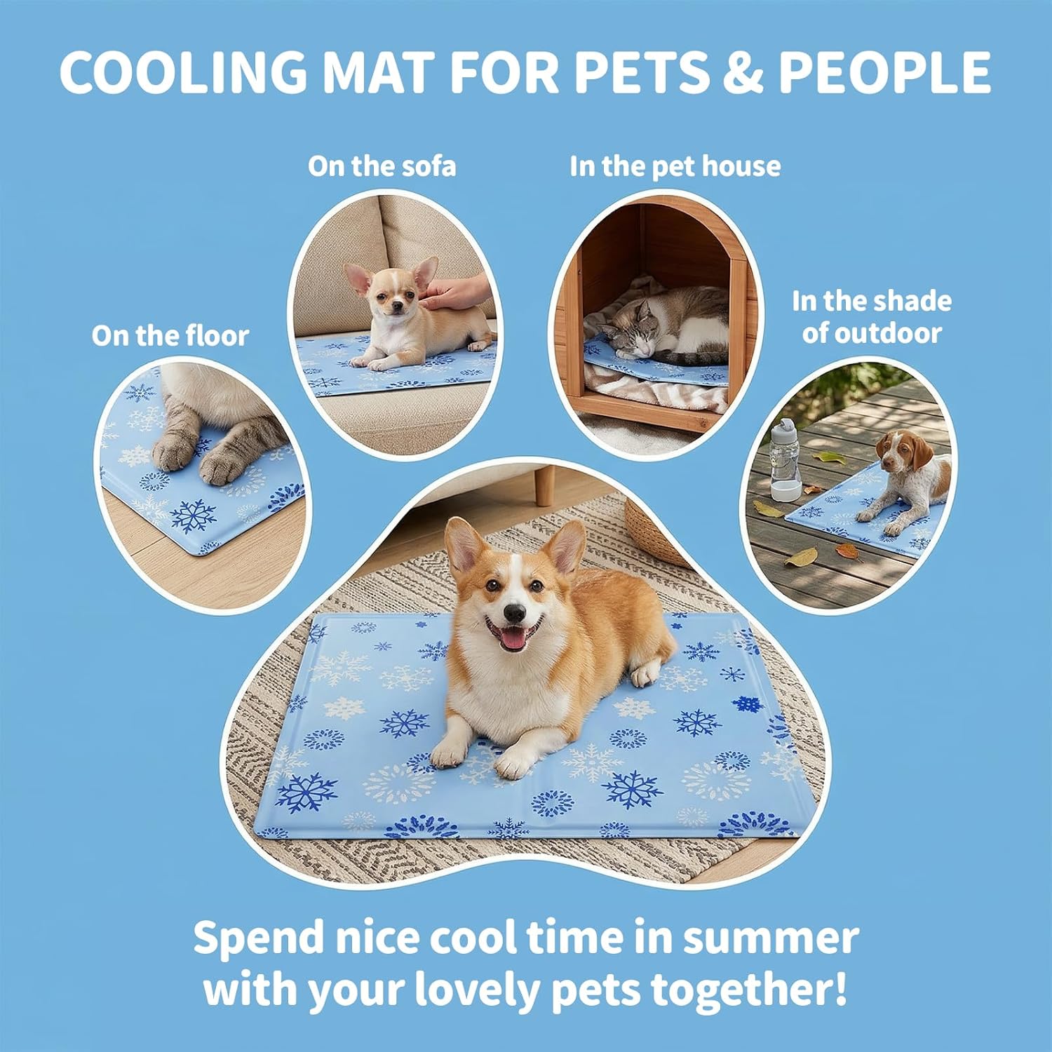 Thumbnail 6 de Qoosea Tappetino rinfrescante in gel autorinfrescante per cani e gatti 50×65 cm