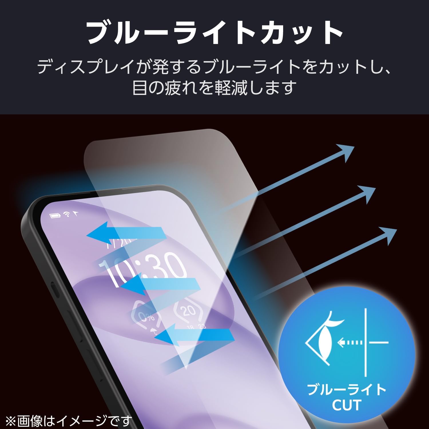 Detalle 2 de エレコム PM-A24AFLGDCBL iPhone 16用ガラスフィルム 10H超・ブルーライトカット・ガイド枠付き