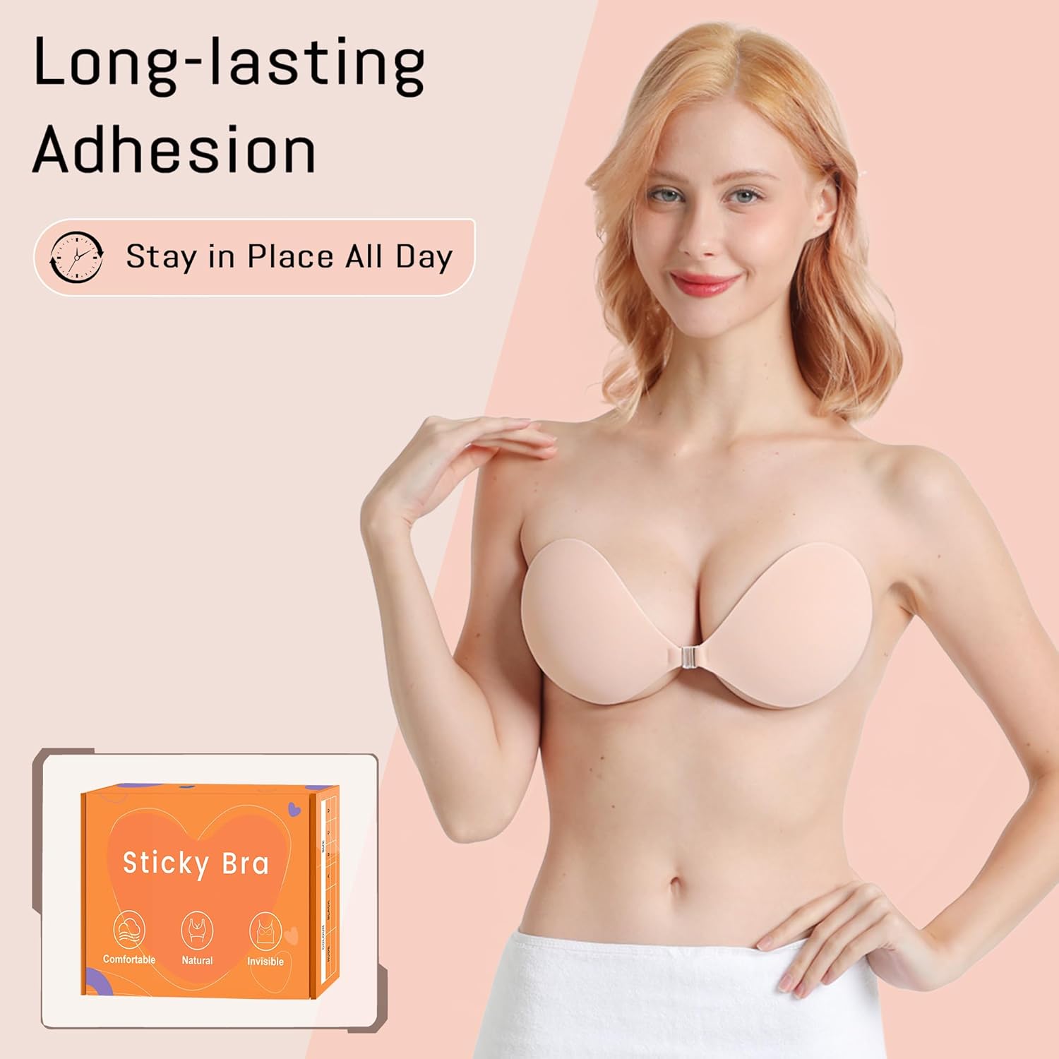Thumbnail 2 de GKHWON Sticky Push Up Strapless Adhesive Bra (Invisible Silicon, Nipple Cover) for Backless & Summer Dresses