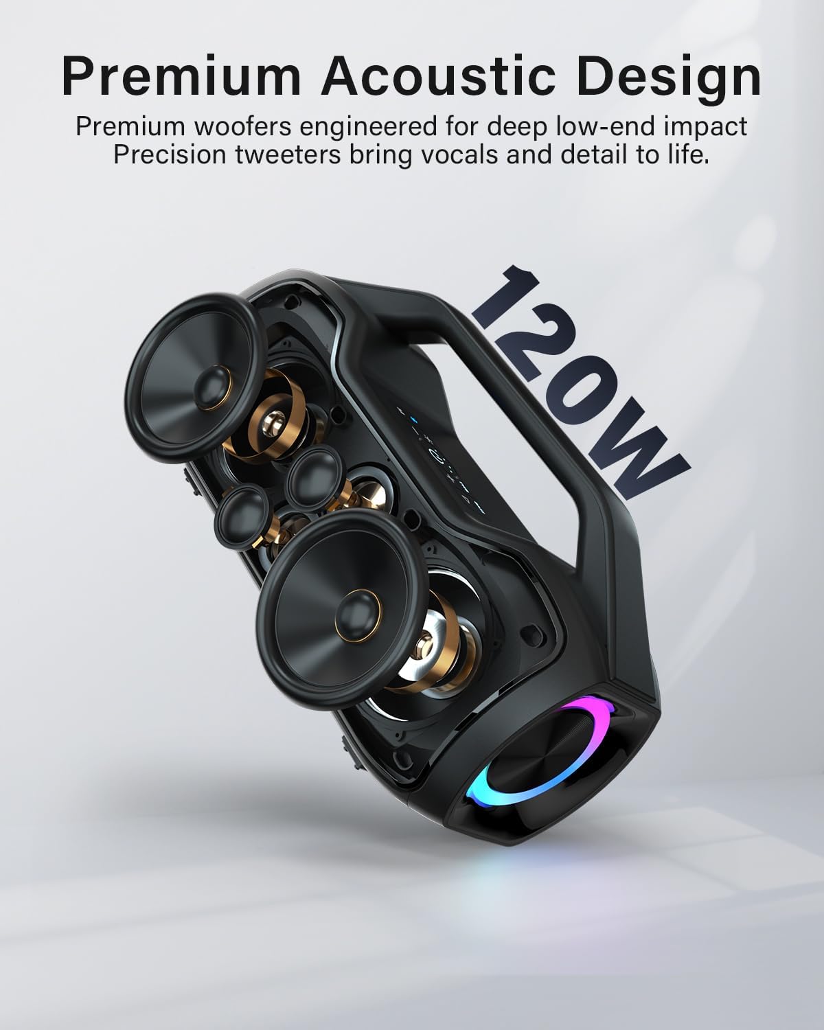 Detalle 2 de Portable Bluetooth Speaker Wireless with 200W Peak Power and DSP‑Enhanced Sound