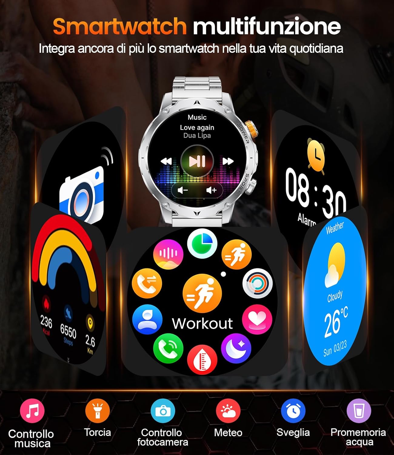 Thumbnail 6 de LIGE Smartwatch Uomo EF24-B: corpo militare, GPS non presente, ma 110+ modalità sportive e autonomia sorprendente