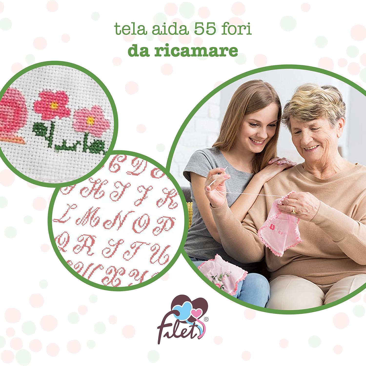 Thumbnail 5 de Filet - Set Asilo Tre Pezzi Ricamabile (Bavaglino, Asciugamano, Sacchetto) in Cotone stampato azzurro fantasía Cagnolini