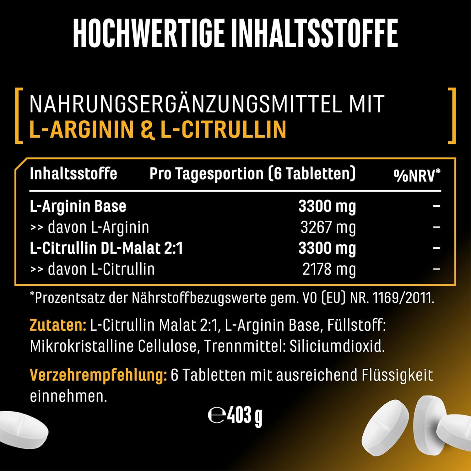 Thumbnail 5 de L-Arginin + L-Citrullin Ultra Tabs – Hochdosierte Vegane Kombi mit 300 Tabletten (1100 mg pro Tablette)