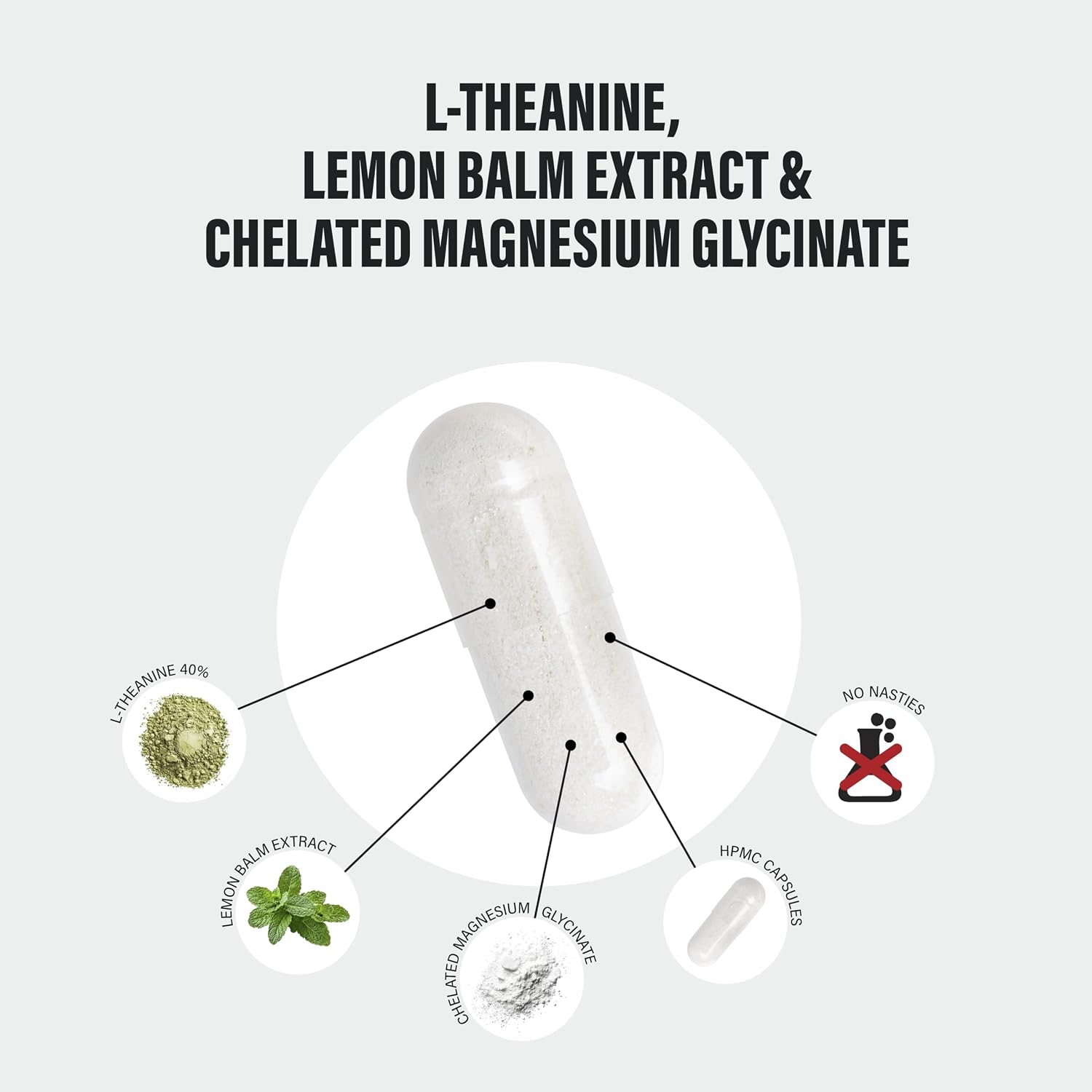 Detalle de L-Theanine Green Tea Extract with Lemon Balm & Chelated Magnesium Glycinate — Sleep & Relaxation Support