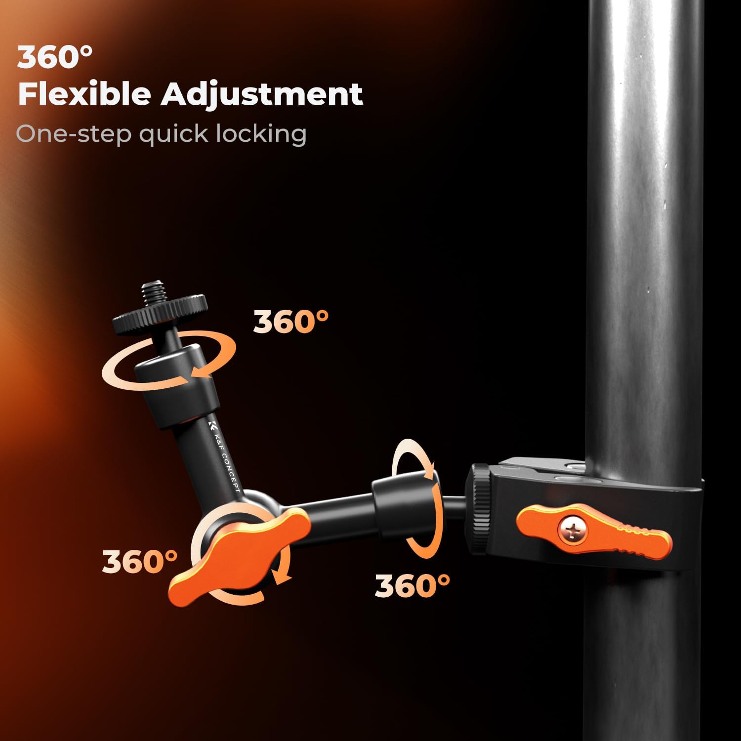 Detalle de K&F CONCEPT 6" Magic Arm Clamp Kit with super clamp and 1/4" & 3/8" screws