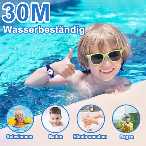 Detalle de TENOCK Lernuhr Einhorn-Dinosaurier mit Nachtlicht – wasserdichte Kinderuhr 4–12 Jahre