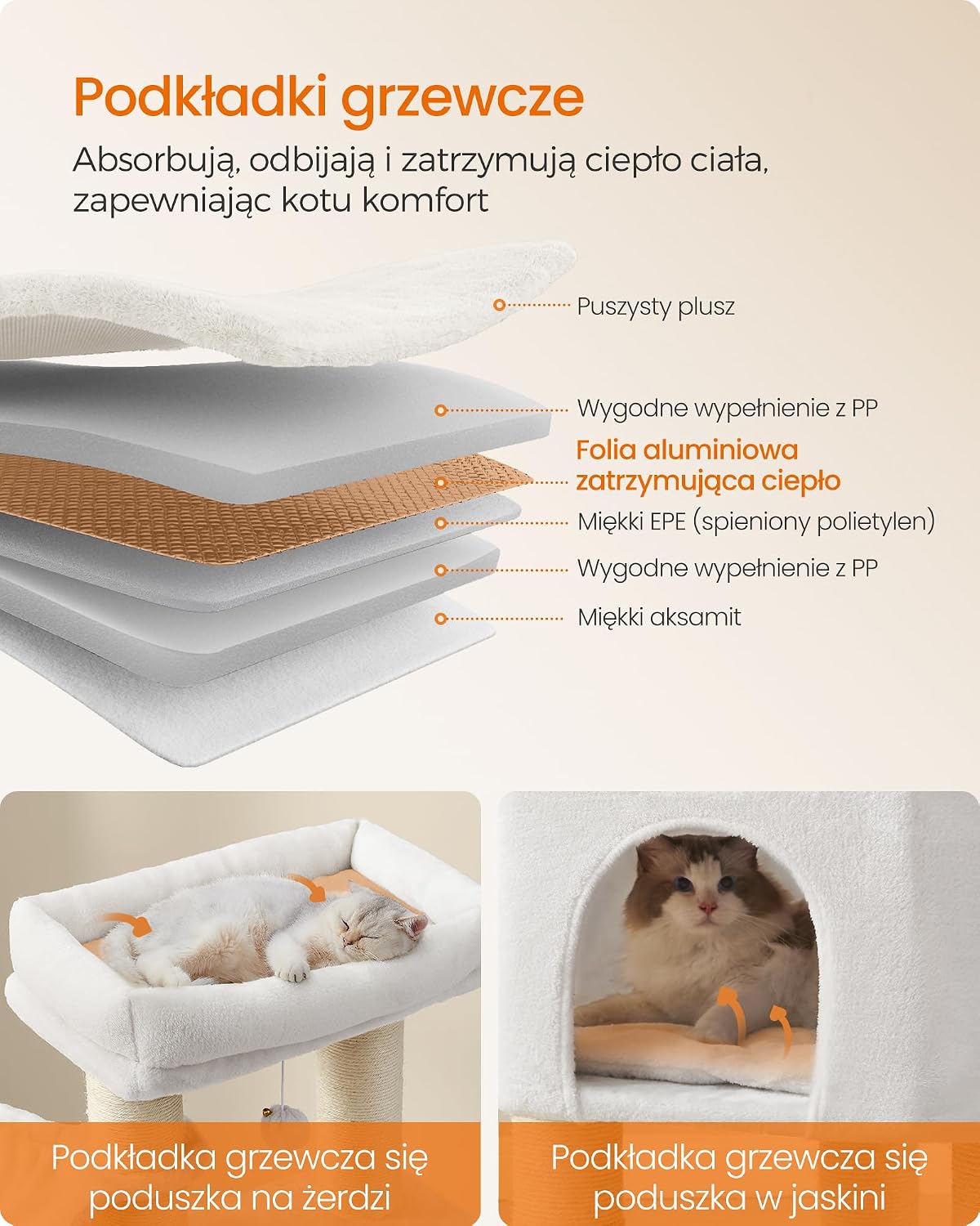 Detalle de FEANDREA CLAWFY Collection PCT003W02 – drapak dla kota 160 cm z 9 słupkami