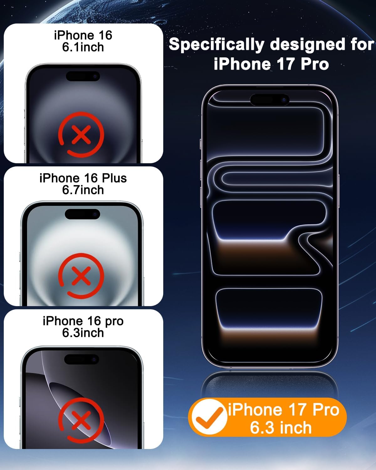 Detalle de SIBEITU iPhone 17 Pro 6.3-Inch Screen Protector, 3+3 Pack, 9H Tempered Glass