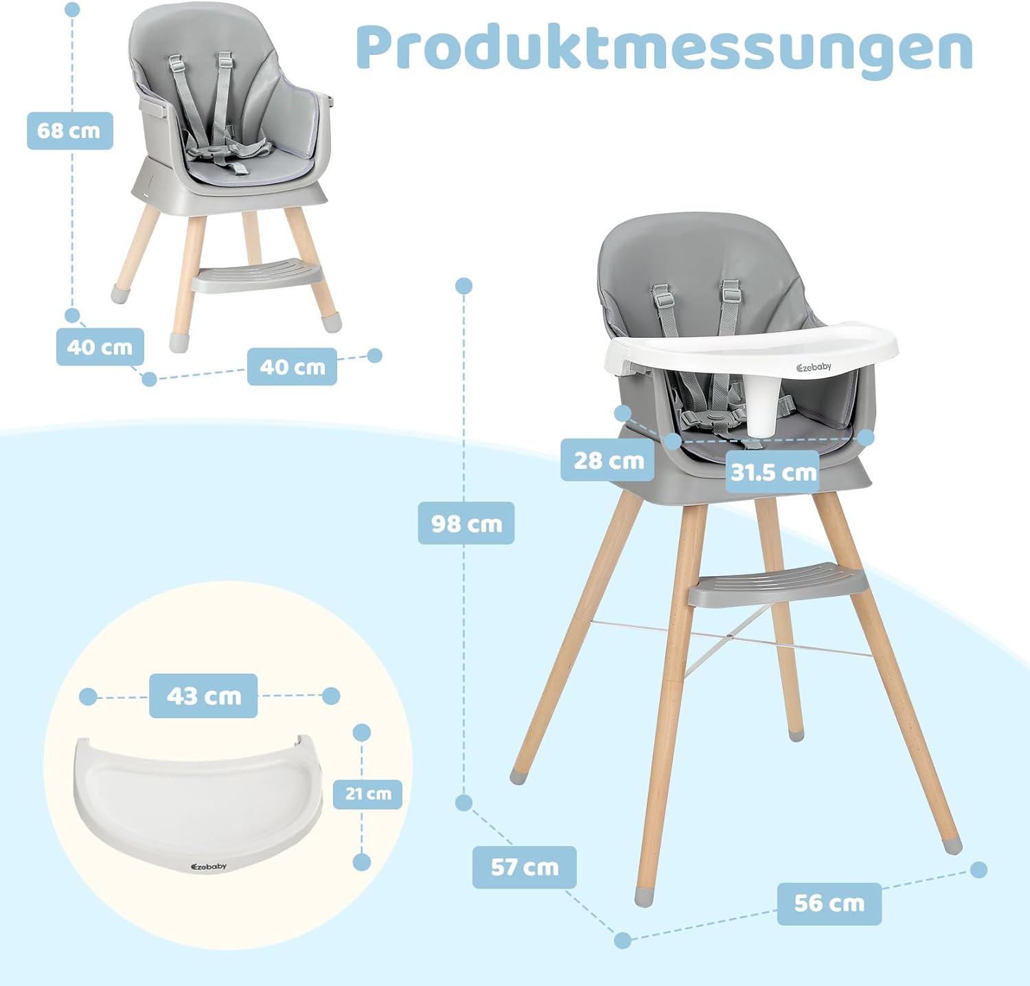 Thumbnail 3 de Ezebaby Seggiolone 6 in 1 Rialzo Da Sedia per bambini