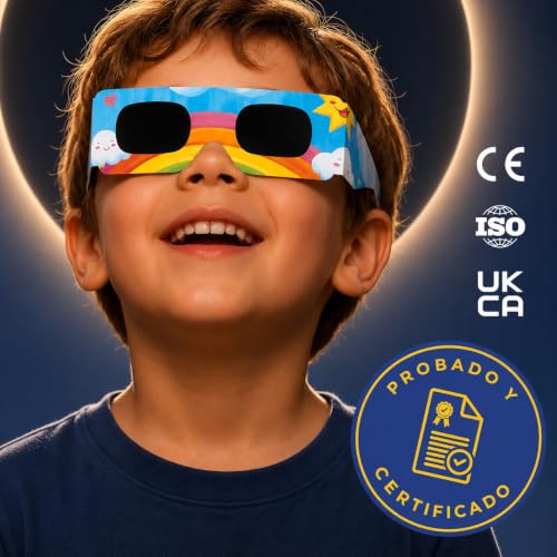 Thumbnail 6 de Medical King - 20 Gafas Eclipse Solar Homologadas ISO 12312-2, Paquete de 6 con 2 Lentes Fotográficos para Smartphone