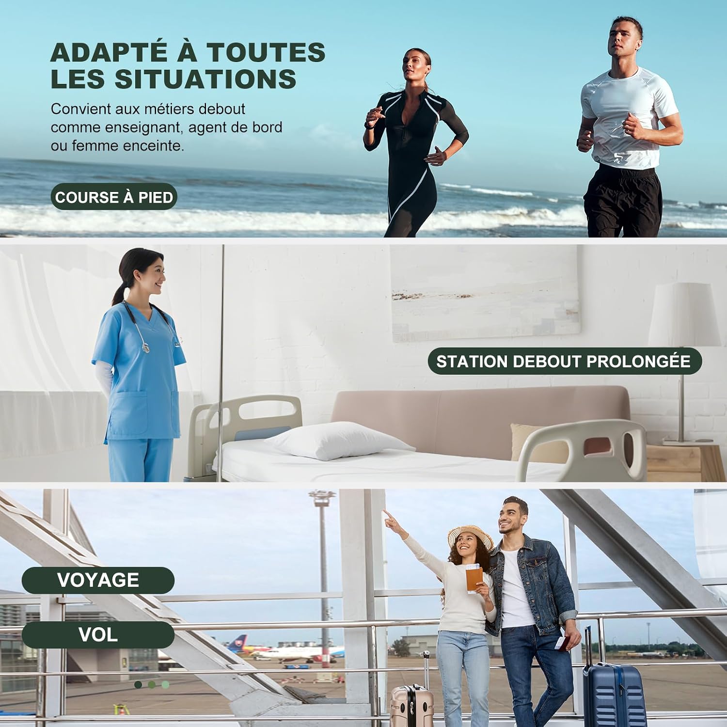 Thumbnail 5 de Effeet Bas de Contention Femme et Homme – Chaussettes rembourrées 2 paires, compression pour sport, voyage et travail