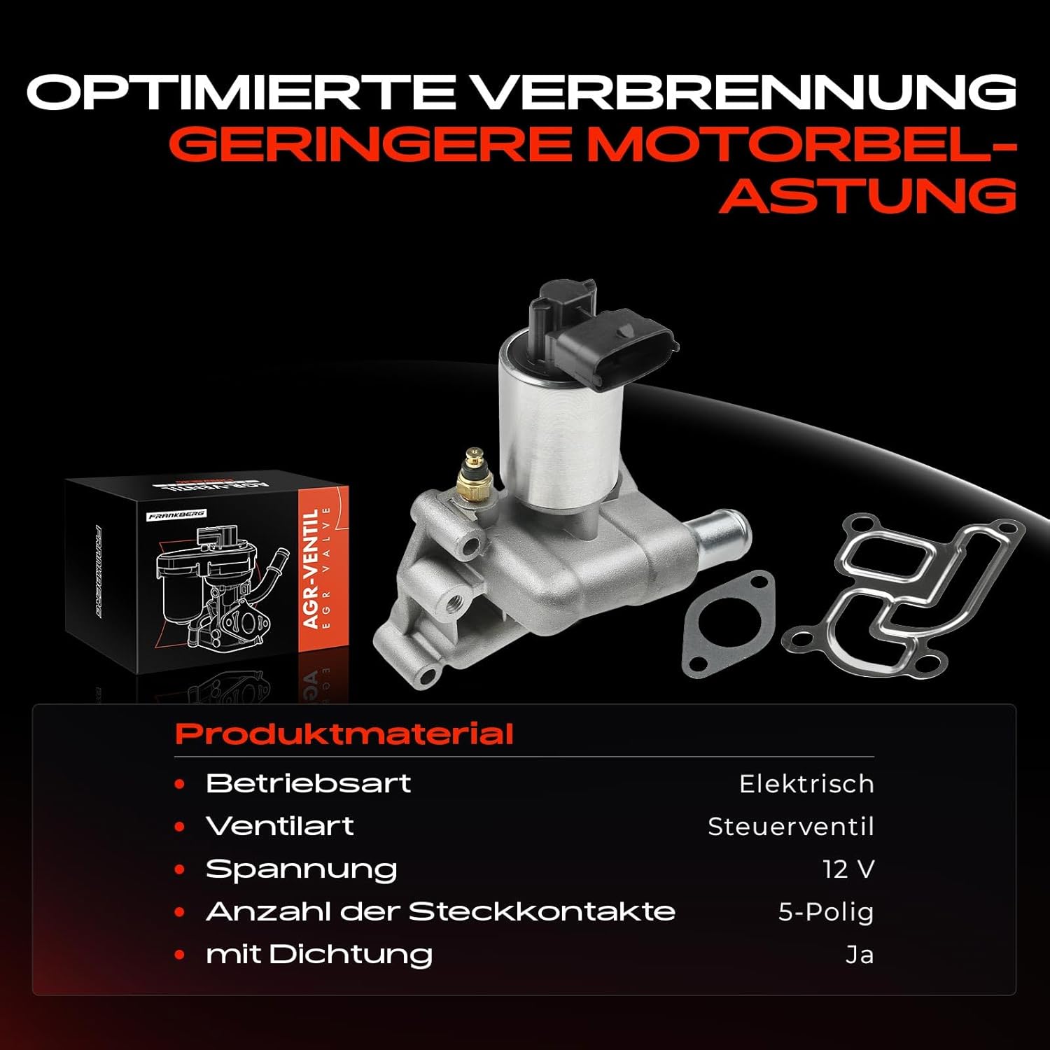 Thumbnail 3 de Frankberg AGR-Ventil Kühler für Abgasrückführung (AGR) – passend für Corsa B 73/78/79 1.2 Benzin (1998–2000), elektrisch