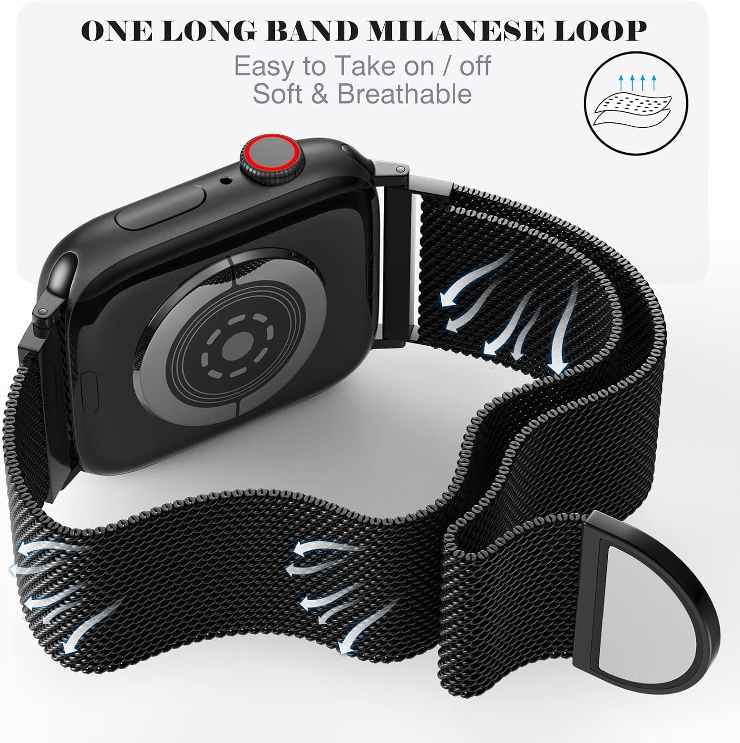 Detalle 2 de ORRLBB Magnetic Clasp Metal Strap for Apple Watch (Series 1–11, Ultra SE), 38–49mm