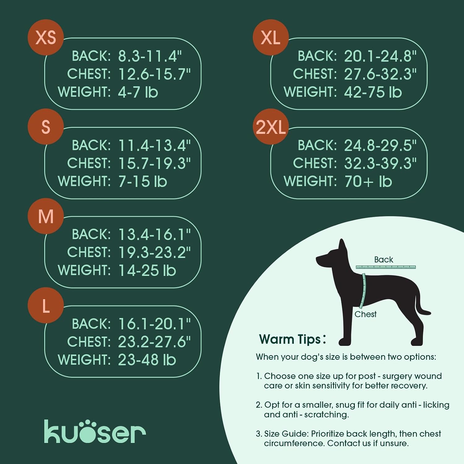 Thumbnail 1 de Kuoser Dog Recovery Suit L