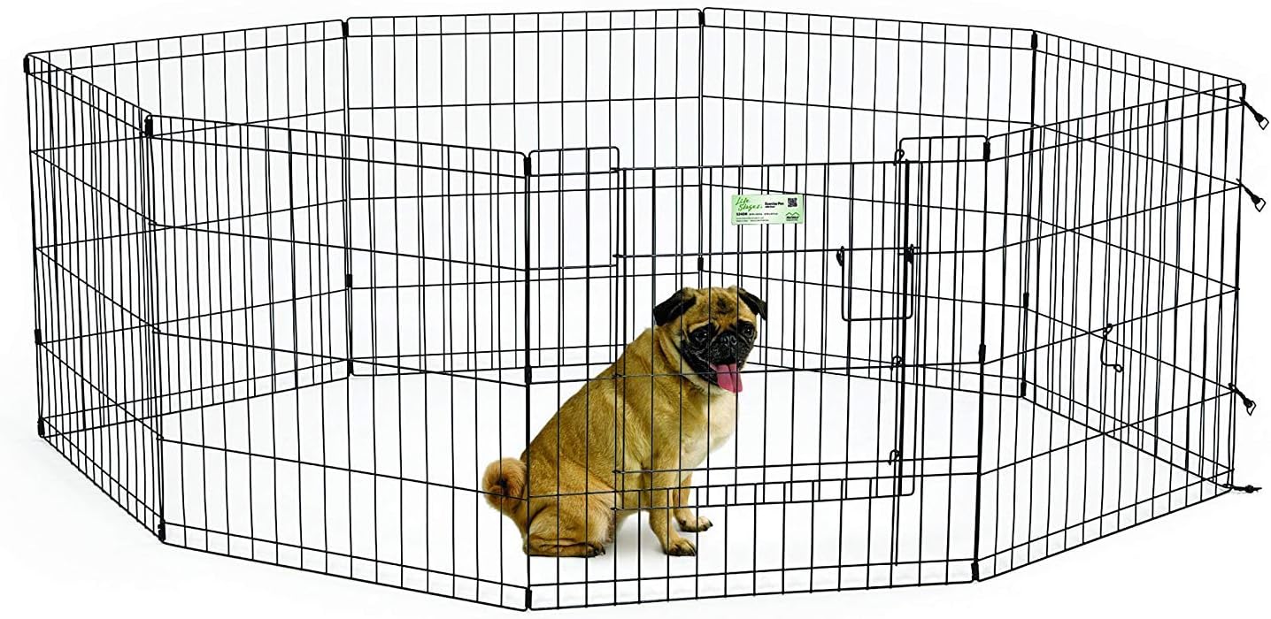Detalle de Parc d’exercice pliant en métal MidWest Homes for Pets 524DRBL avec porte Maxxlock (60,96 x 60,96 cm) – Bleu