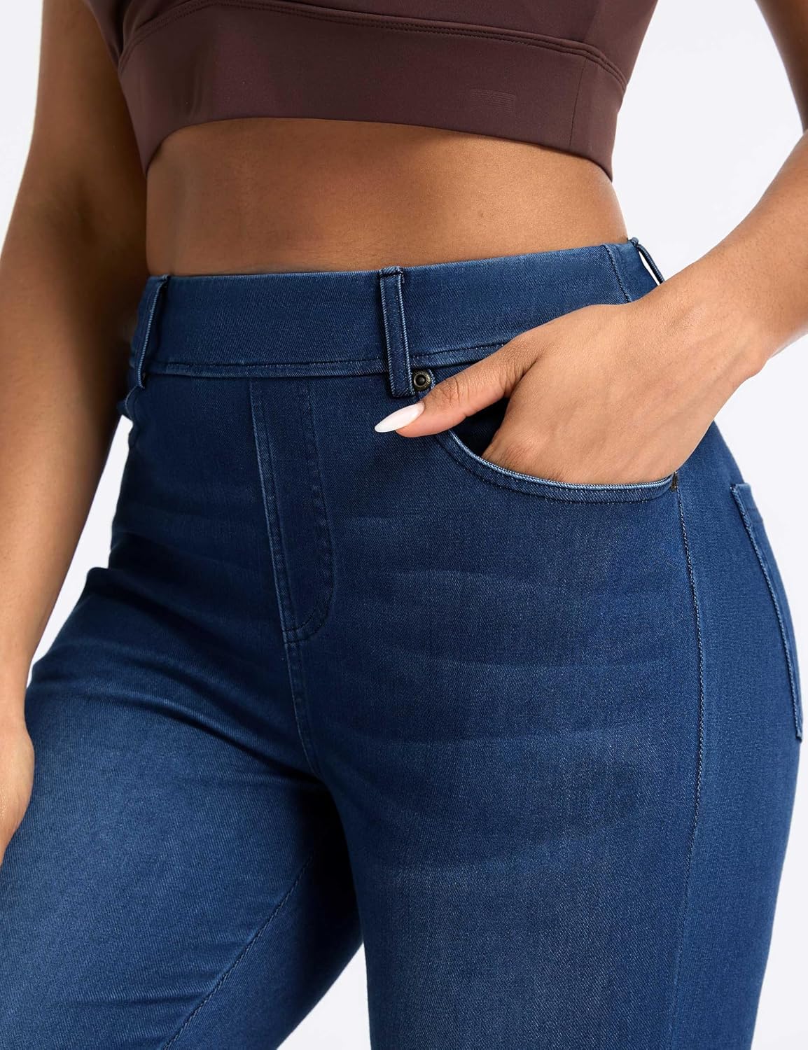 Thumbnail 3 de THE GYM PEOPLE Women's Stretchy Jeggings with Belt Loops and Four Pockets