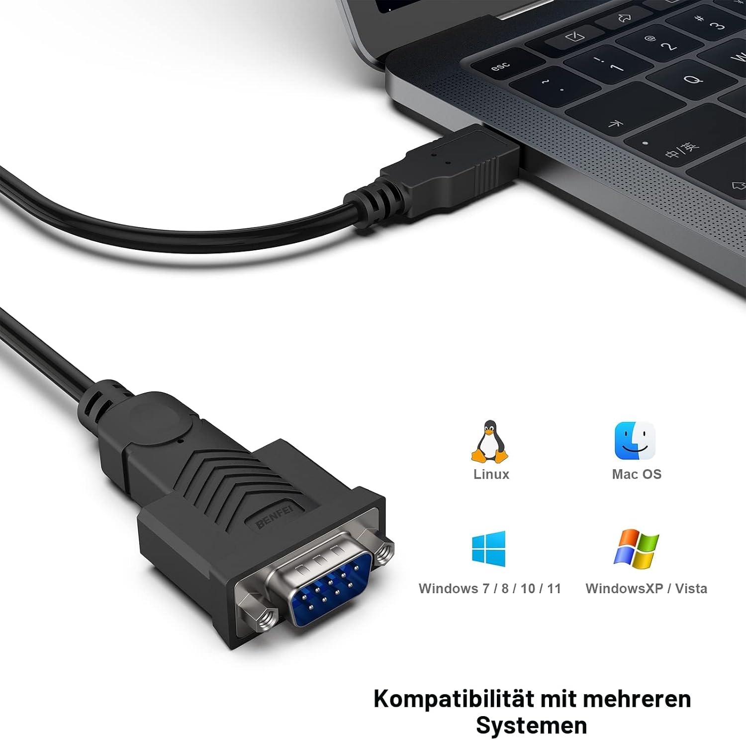 Detalle 2 de BENFEI USB-zu-RS232-Seriellkabel mit DB9 (PL2303) und 1,8 m Länge