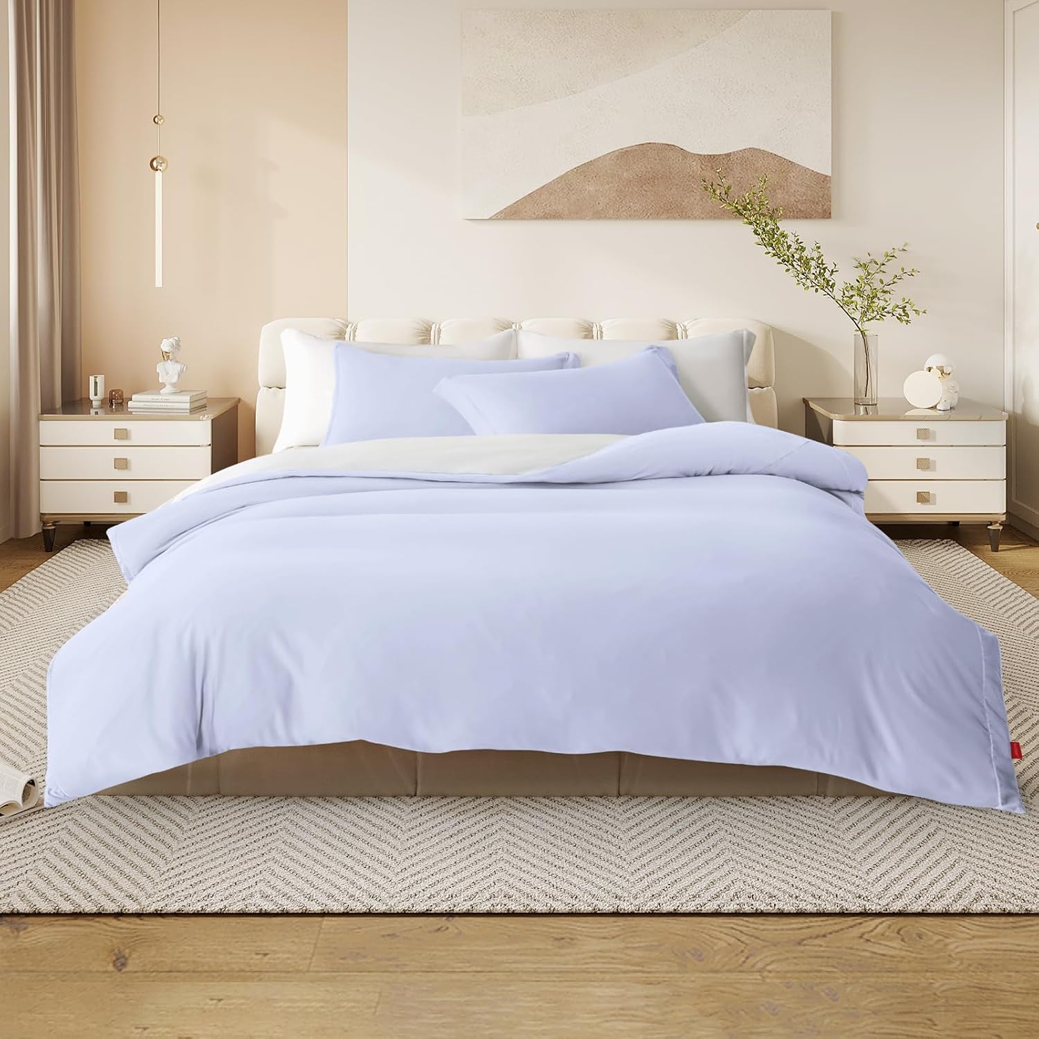 Thumbnail 6 de REDSSEN Cloud Blue 3-Side Opening Duvet Cover Set King (400TC Organic Cotton)