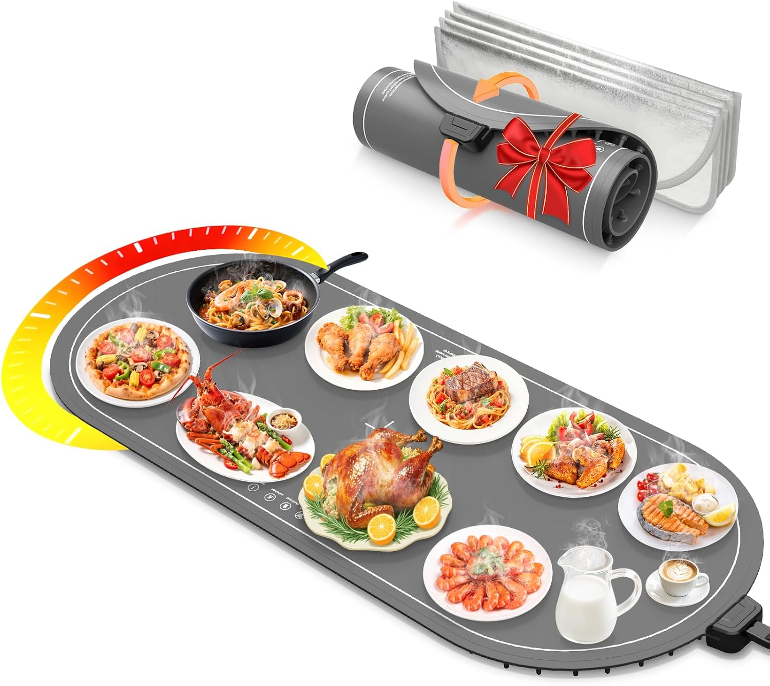 Detalle de WUEAOA ZC670 Extra-Large Silicone Food Warming Mat, 3 Heat & Timer Settings