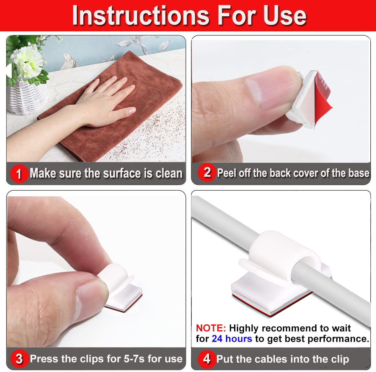 Thumbnail 6 de Tomario V2 Cable Clips Self Adhesive — 40 Pack for Desk, Wall and Workshop