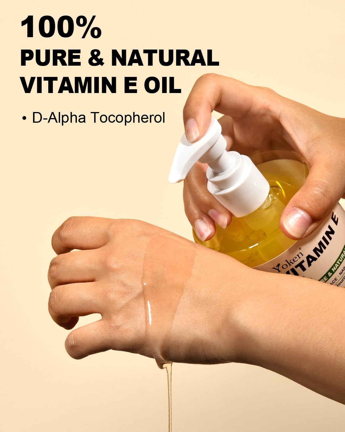 Detalle de Yoken Vitamin E Oil, 16 oz Cold-Pressed Unscented D-Alpha Tocopherol