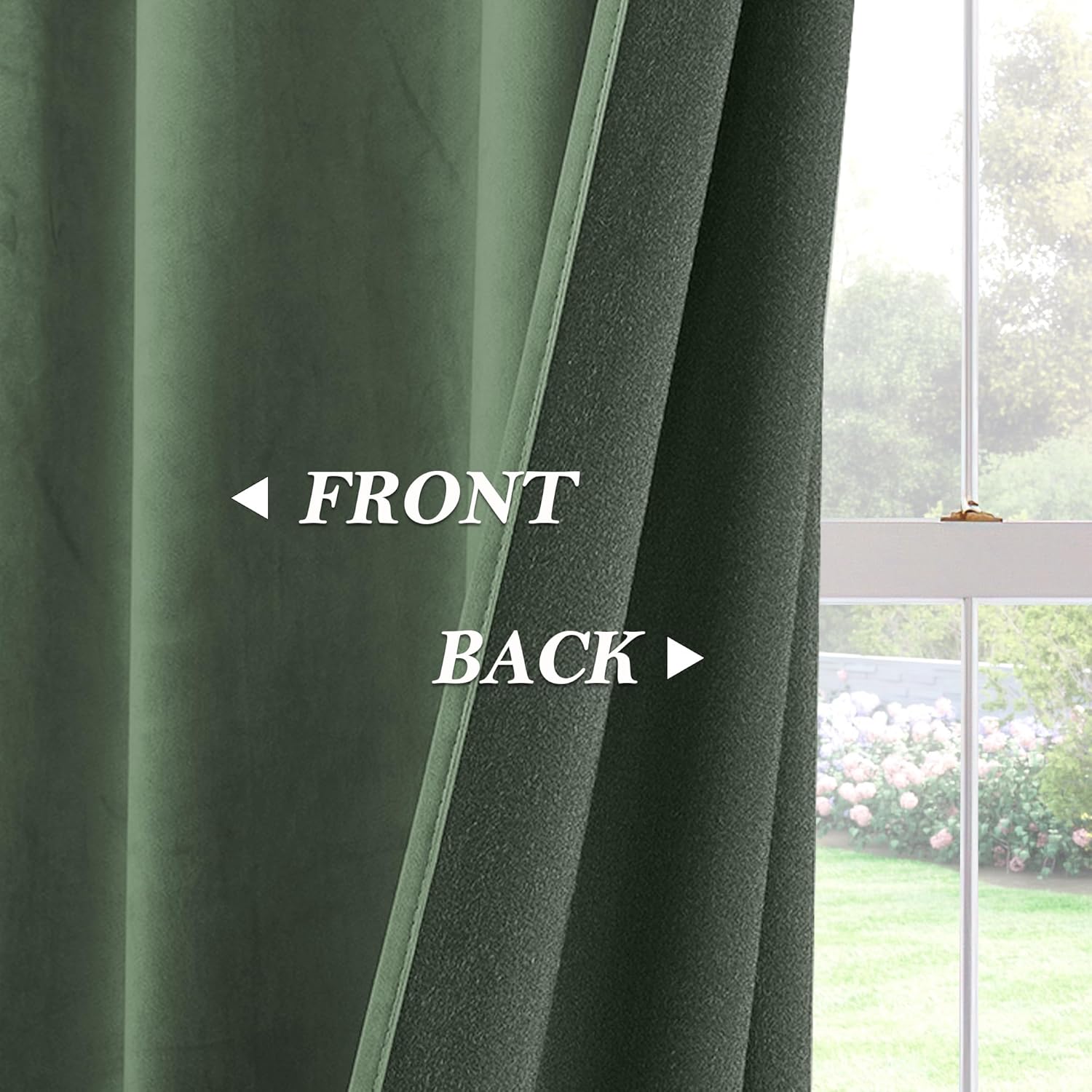 Thumbnail 2 de PONY DANCE Velvet Curtains W46xL84 Matcha Green