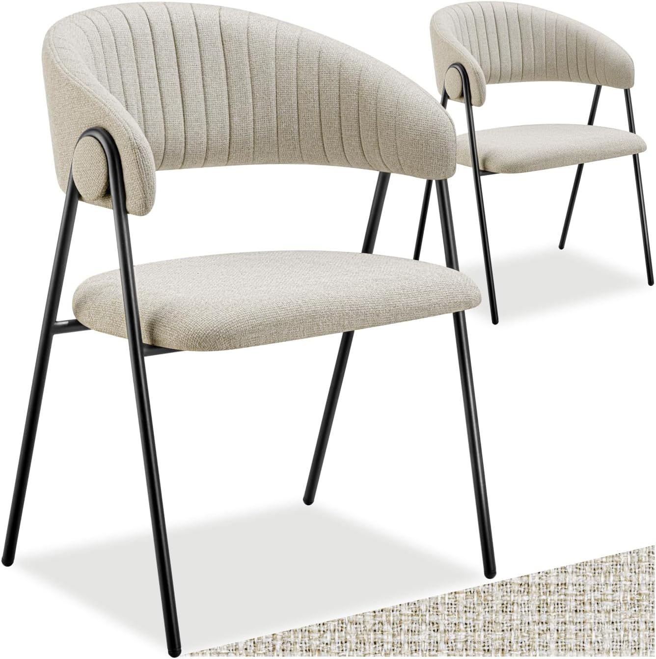 Detalle de tectake Bedano 405509 fåtöljstolar, 2-pack med armstöd och C-format ryggstöd