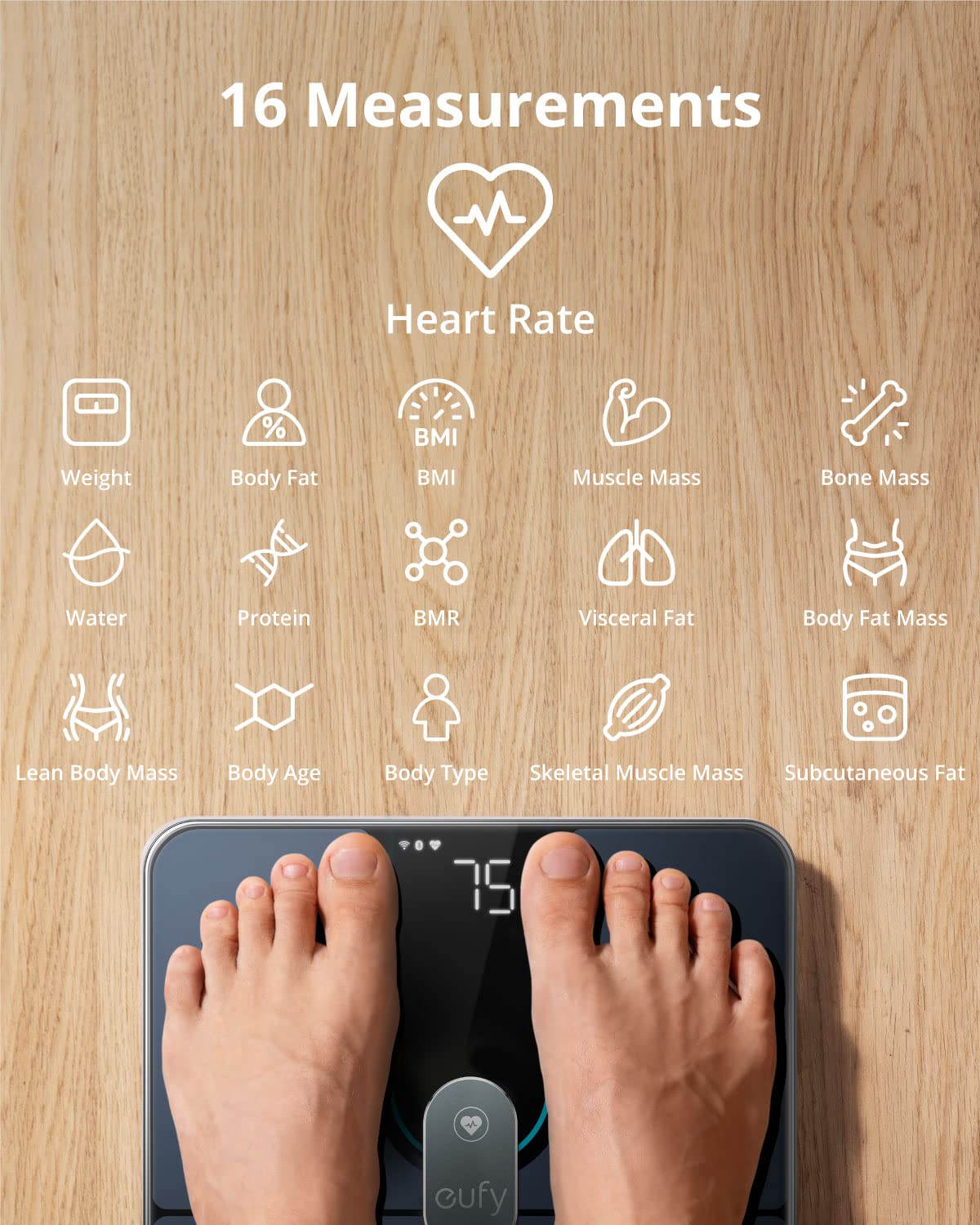 Detalle 2 de eufy Smart Scale P2 Pro (eufy Scales for Body Weight) with Wi‑Fi/Bluetooth, 16 measurements & 3D model