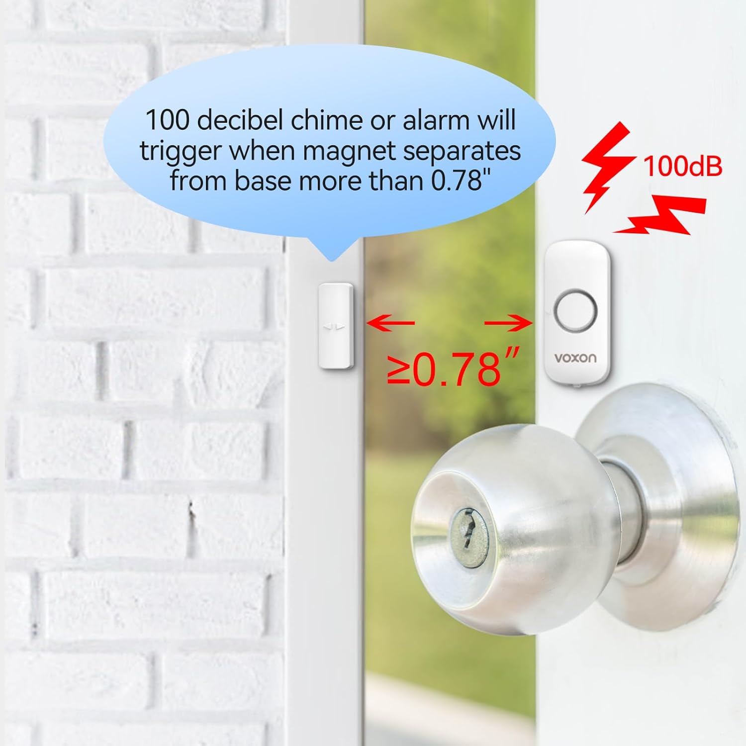 Thumbnail 6 de VOXON Wireless Door and Window Alarm Sensor 2-Pack (100dB) for Home, Shop & Kids Safety