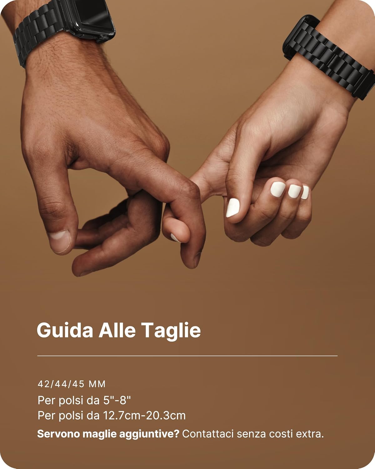 Detalle de Fullmosa cinturino in acciaio inox per Apple Watch 40/41/42/44/45/46/49 mm, nero – compatibile con Ultra/SE/Serie