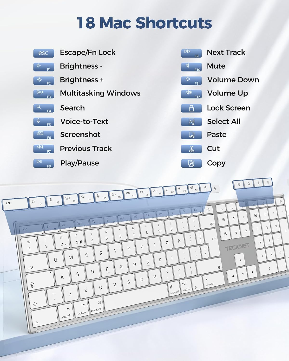 Thumbnail 6 de TECKNET Wired Keyboard for Mac with Number Keypad – UK layout, Type-C & USB-A