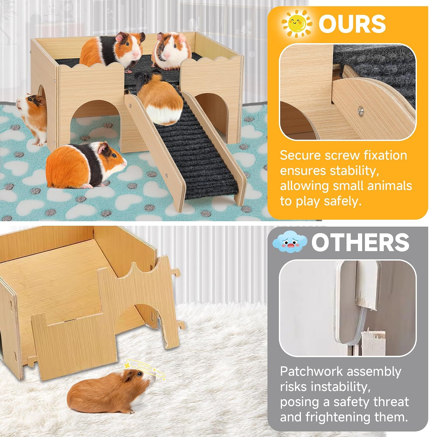 Thumbnail 1 de Guinea Pig Castle: Large Wooden Hideout with Stairs for Small Pets