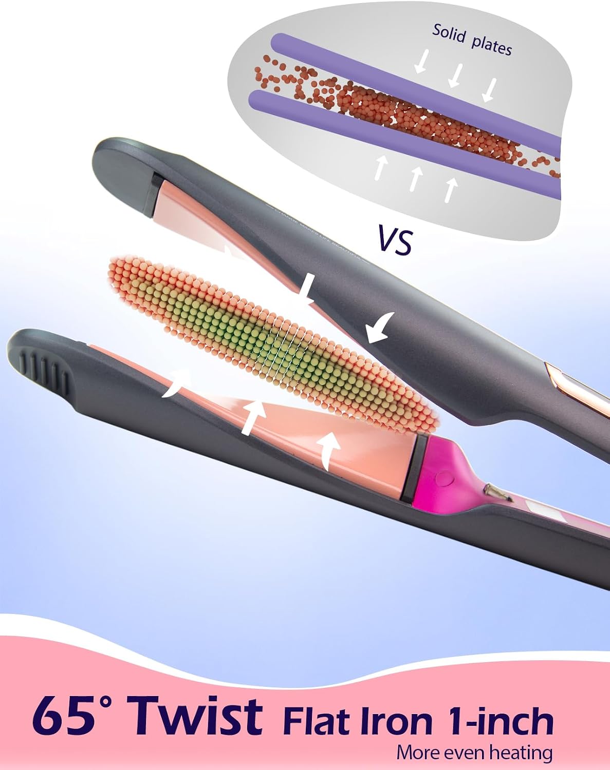 Detalle 1 de ANGENIL Pro Twist HY-099_iron grey 1-Inch Flat Iron and Curler, Dual Voltage