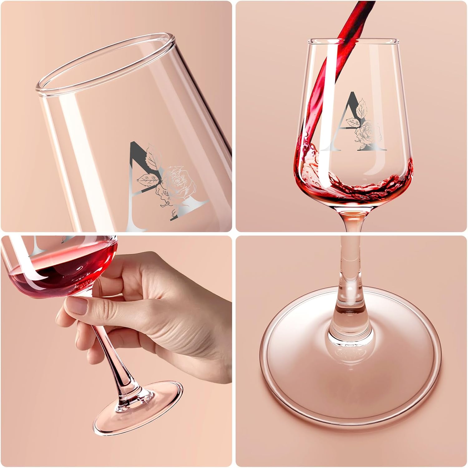 Thumbnail 3 de Personalized Initial Wine Glass Gift Set for Mothers, Grandmothers, Wives, and Daughters
