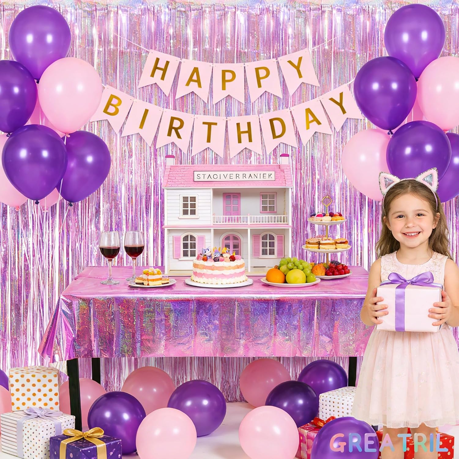 Thumbnail 3 de GREATRIL Pink Tinsel Curtain 3.2ft