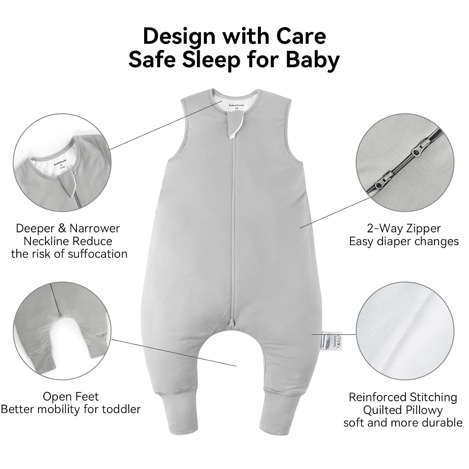 Detalle de BubblePanda 1.0 TOG Bamboo Rayon Sleep Sack with Feet, 1T–2T