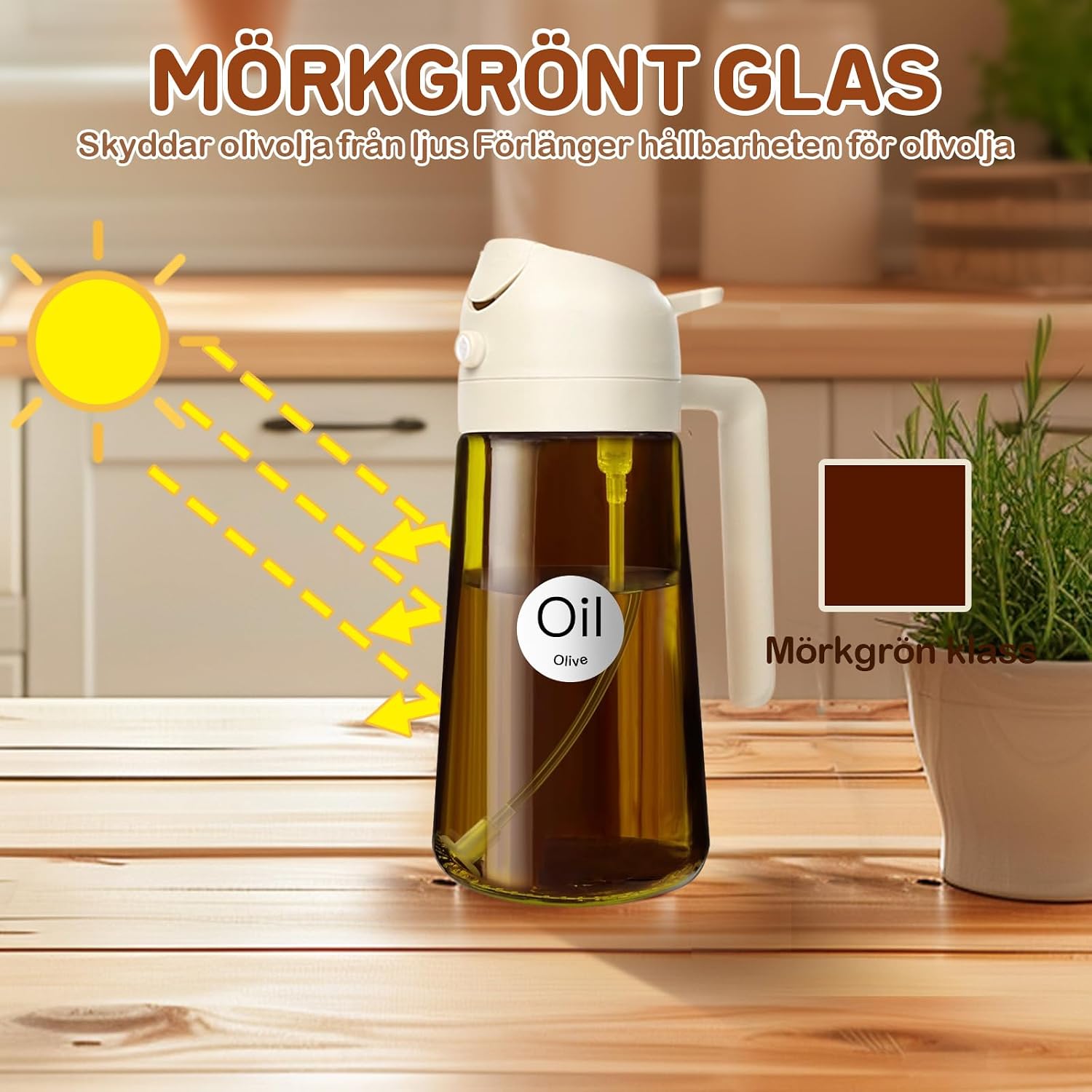 Detalle de YARRAMATE OS470-DarkBrown oljesprayflaska, 470 ml, ljusskyddande 2-i-1
