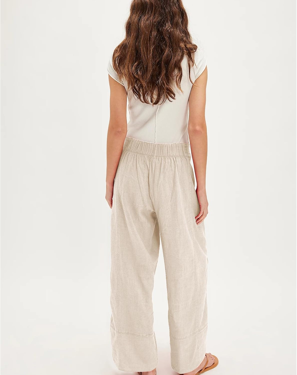 Detalle 2 de SeeLuNa Linen Pants for Women: Cotton Baggy Boho Palazzo with Pockets