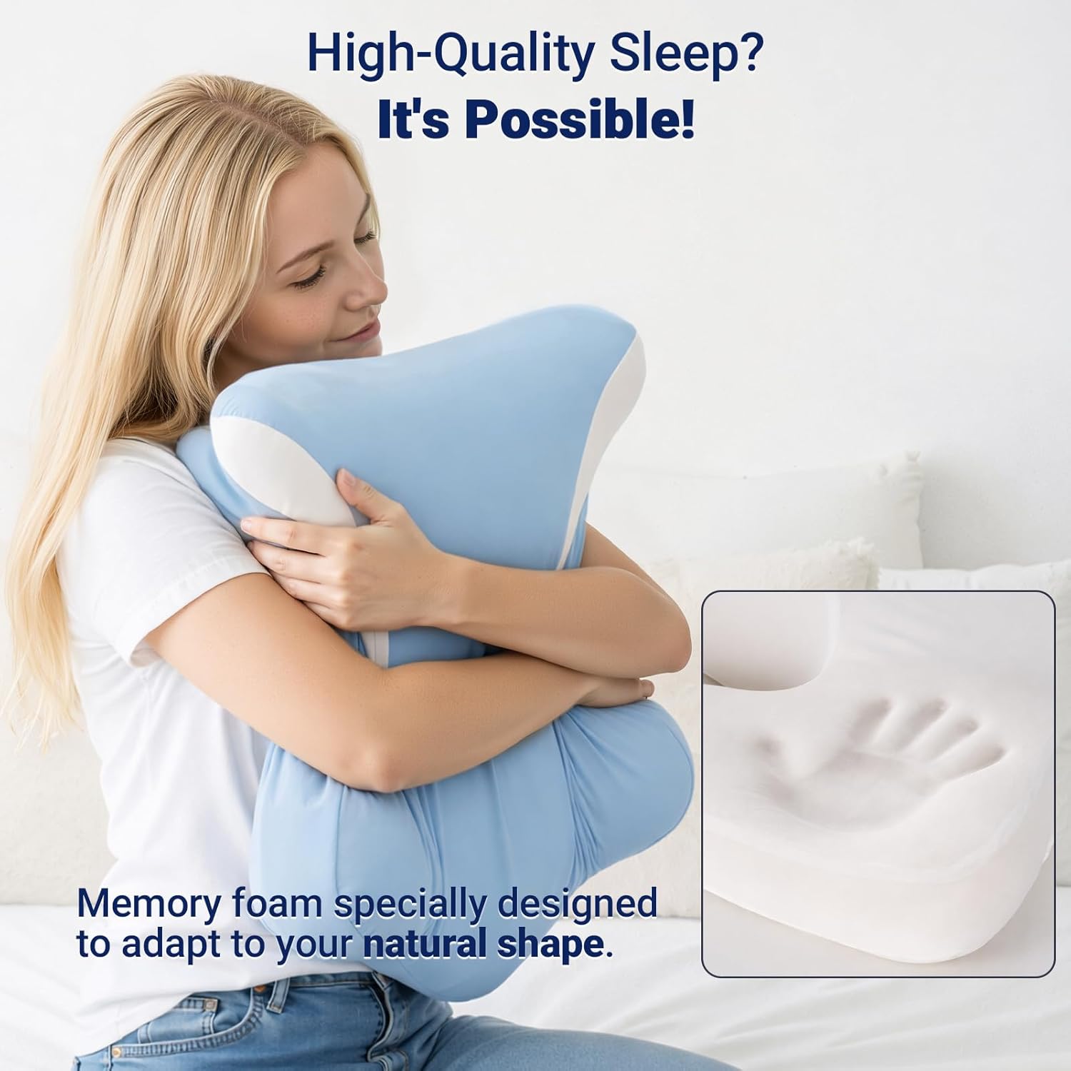 Detalle de COSYLAND Orthopedic Memory Foam Pillow for Neck and Shoulder Pain – Ergonomic Butterfly Pillow with Adjustable Height