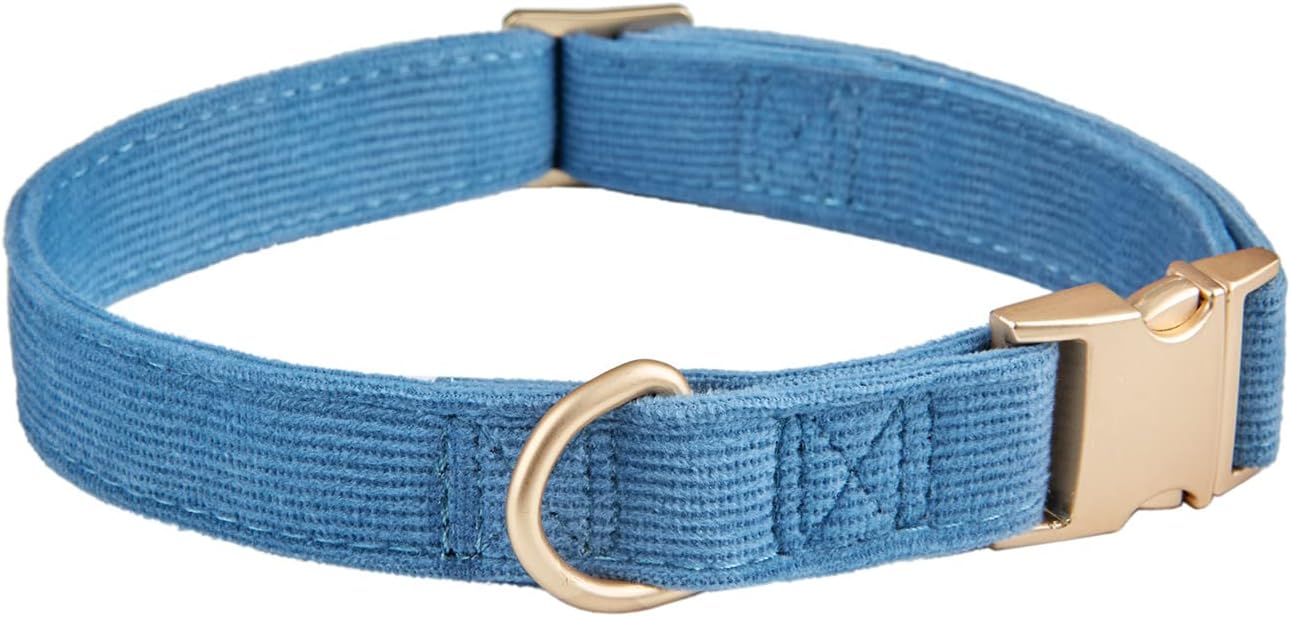 Thumbnail 4 de YUDOTE Ultra-soft Dog Collar in Natural Cotton Corduroy (Small, Blue-grey) for Sensitive Skin